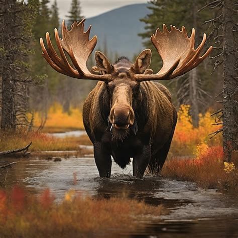 Premium Ai Image Wild Encounter Bull Moose In The Rutting Season