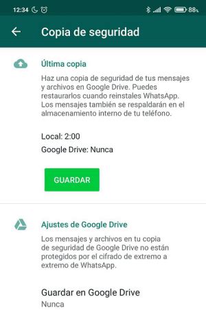 Dónde se guardan las copias de seguridad de WhatsApp