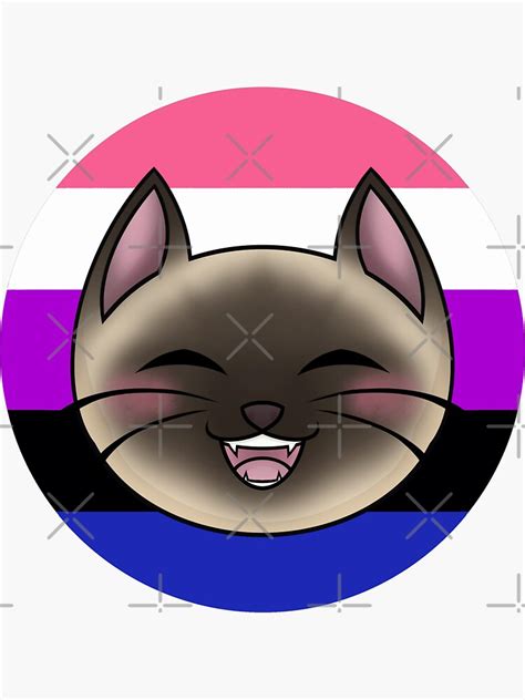 Genderfluid Pride Pin Siamese Cat Sticker For Sale By Bluejayarts04