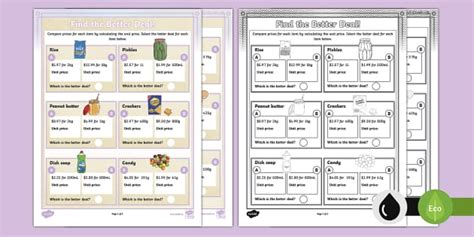 Compare Unit Rates Activity Teacher Made Worksheets Library