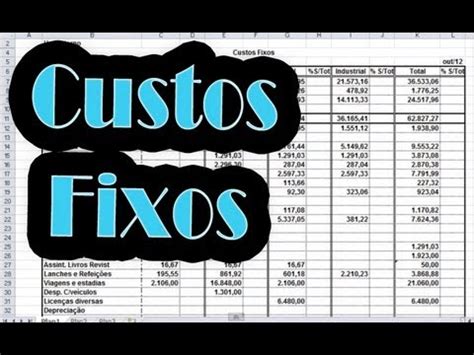 Video Aula S Planilha De Custos Fixos YouTube