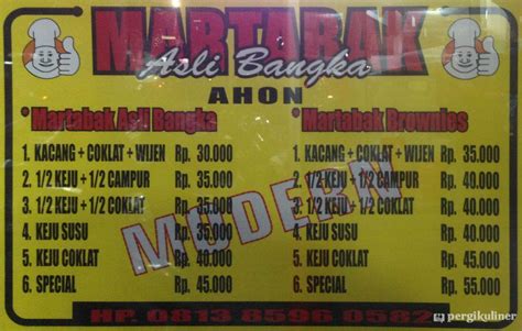 Selalu Diperbarui Menu Martabak Ahon Asli Bangka Cipondoh Tangerang