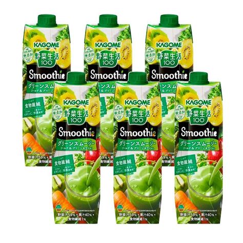 カゴメ スムージー 野菜生活100 Smoothie グリーンスムージー ゴールド＆グリーンキウイ Mix 1000ml 6本 送料無料 3749725006 東京酒粋トウキョウシュ