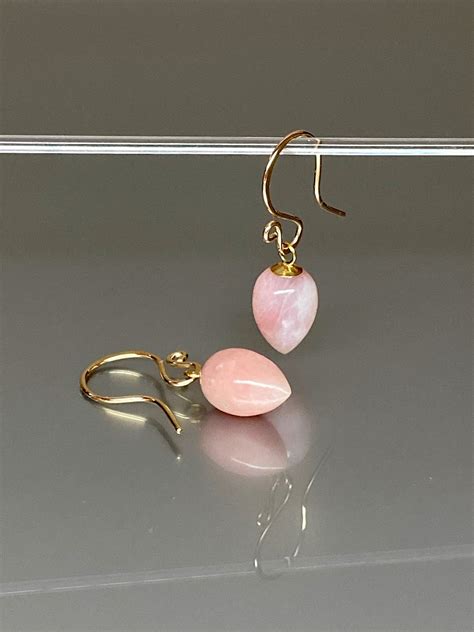 K Gold Nat Rliche Rosa Opal Ohrringe Opal Baumeln Ohrringe Etsy De