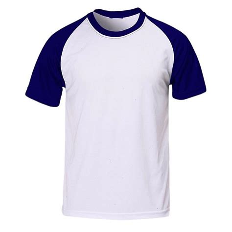 Camiseta Raglan Branca Gola E Manga Azul Royal Imp Rio Da