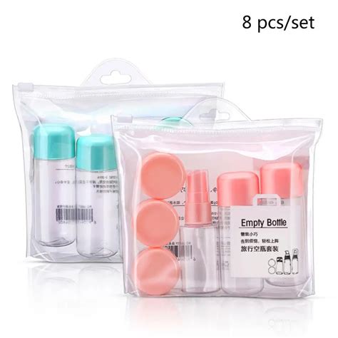 8PCS Set Portable Plastic Spray Bottle Makeup Skin Care Refillable