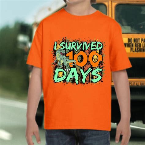 I Survived 100 Days T Rex Shirt 100th Day Of School Apparel Celebrate