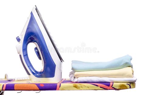 On an Ironing Board Iron with Laundry Clothes Stock Image - Image of electrical, house: 115784831