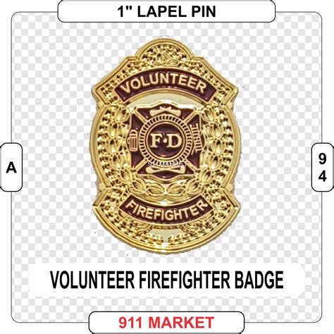 Volunteer Firefighter Badge Lapel Pin Gold Vff Fireman Fire Etsy