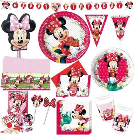 Minnie Mouse Anniversaire D Enfant Rouge Fraise Kinderpartyset Souris