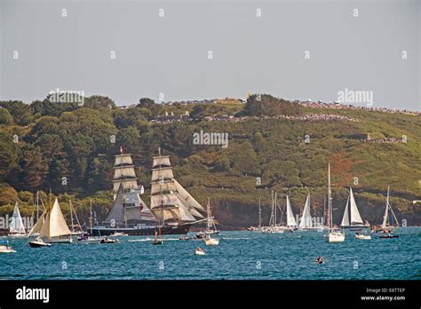 Falmouth Tall Ships Parade Of Sail Stock Photo Alamy