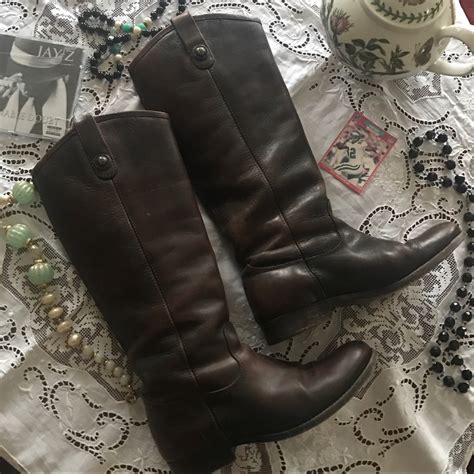 Frye Melissa Tall Riding Boots Western High Brown Lea Gem