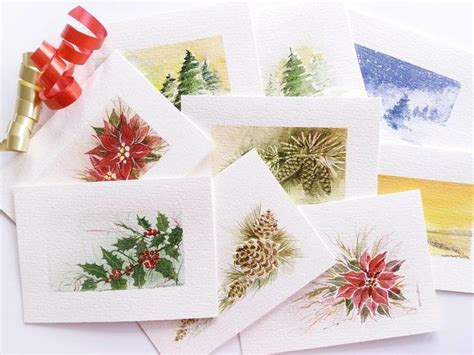 Christmas Hand Painted Christmas Cards Holiday Greeting Etsy