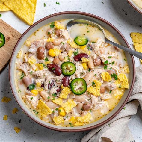 Easy White Chicken Chili Recipe {4 Beans} Healthy Fitness Meals