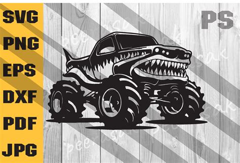 Shark Monster Truck SVG Muscle Car Graphic By ILukkystore Creative