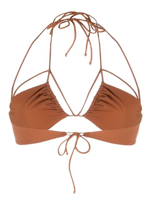 Nensi Dojaka Gathered Detail Bikini Top Farfetch