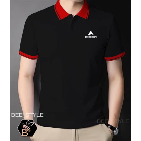 Jual SHOPEE MALL Polo Shirt Pria Kombinasi Kaos Kerah Pria Logo Kerah