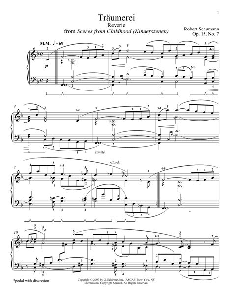 Traumerei Sheet Music By Robert Schumann Piano