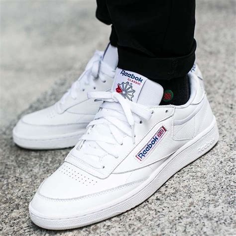 Reebok Club C 85 Men Shoes So White Vital Blue Leather Sneakers Sport Bs5214 Sneakers Fashion