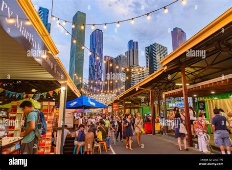 Queen Victoria Night Market For Summer With Skyscrapers At Background