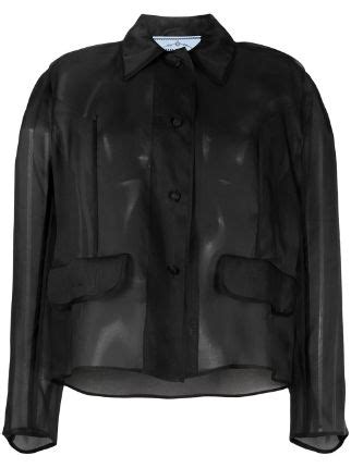 Prada Pre Owned Sheer Boxy Shirt Farfetch