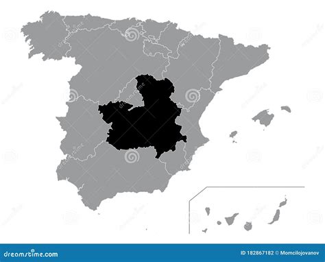 Location Map Of Castilla La Mancha Autonomous Community Stock Vector