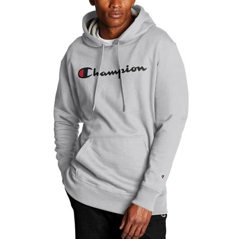 Champion Mens Powerblend Fleece Graphic Script Logo Pullover Hoodie