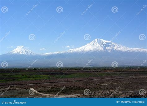 View Of The Snowy Peaks Of Mount Ararat From Armenia Side Stock Image