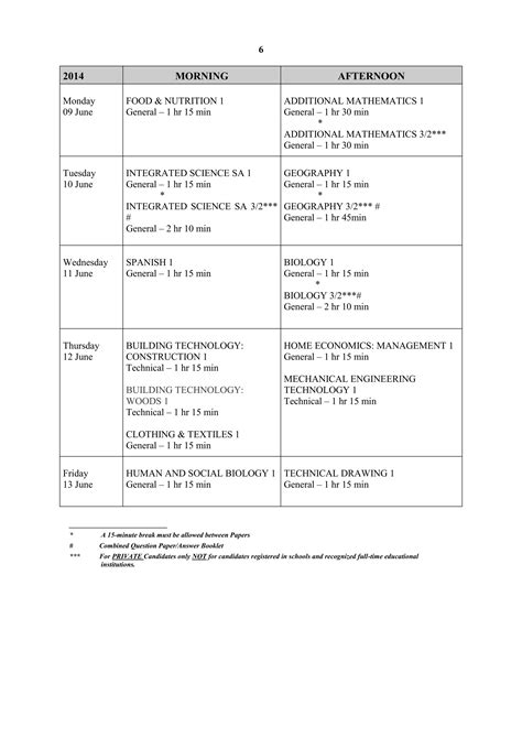 Timetable CSEC May Jun 2014 PDF