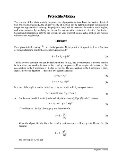 Projectile Motion Laboratory Report Physics Year 12 Sace Thinkswap