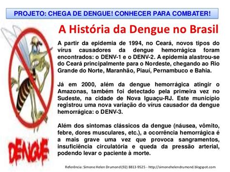 Projeto Chega De Dengue Conhecer Para Combater Simone Helen Drumond