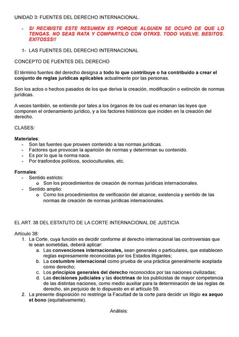 Unidad 3 DIPúblico súper completos UNIDAD 3 FUENTES DEL DERECHO