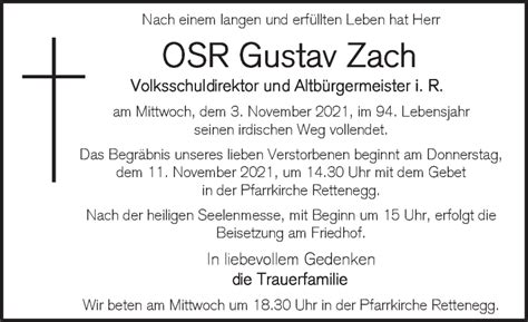 Traueranzeigen Von Gustav Zach Trauer Kleinezeitung At