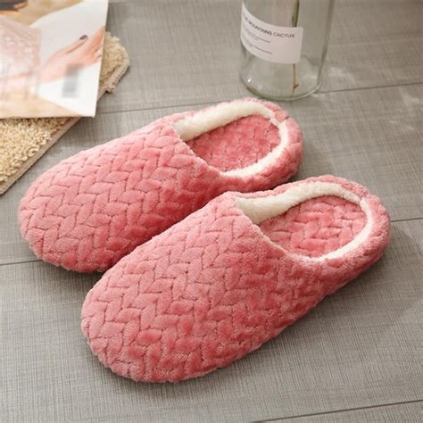 Big Clearance Comfort Coral Fleece Memory Foam Slippers Fuzzy Plush Lining Slip On Clog House