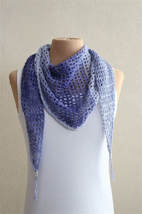 Blue Summer Scarf Shawl Scarf Shawl Crochet With Fringe And Glass