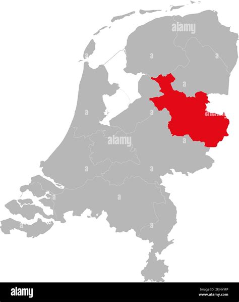 La provincia de Overijssel se destaca en el mapa político de los países