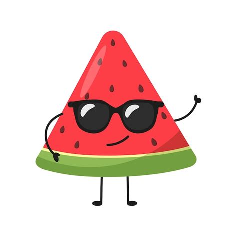 Premium Vector Funny Slice Of Watermelon In Sunglasses Cute Character