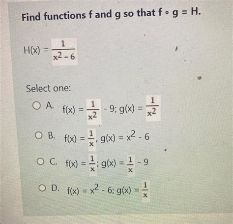 Solved Find Functions F And G So That F ∘ G H H X