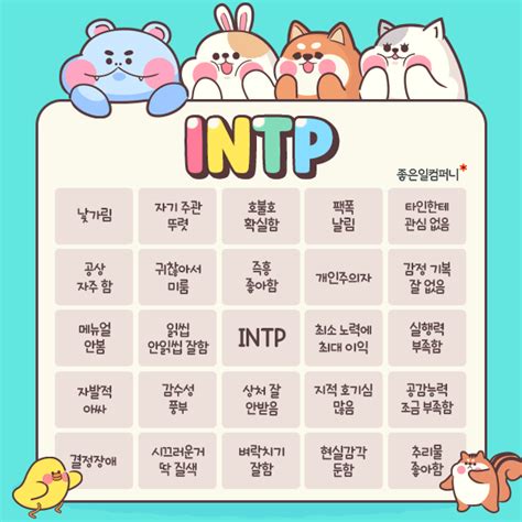 Mbti 성격 유형별 빙고 게임 1탄 Intj Intp Entj Entp Infj Infp Enfj Enfp