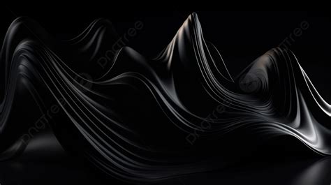 Wavy Lines Of Black Cloth Sitting On A Black Background D Render