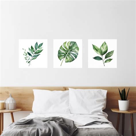 Wall Art Plant Wall Decor for Bathroom 10x10 Inchwall Vinyl Decal Green ...