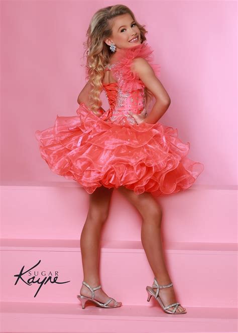 Sugar Kayne C211 Short Ruffle Cupcake Pageant Dress Crystal High Neck