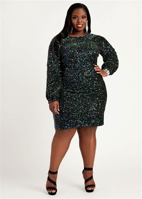 Plus Size Sequin Dress Sexy Plus Size Party Dresses Mini Dress