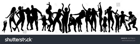 Vector Illustration Silhouettes Happy Dancing People Vector De Stock Libre De Regalías 533778412