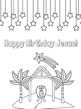 Happy Birthday Jesus Coloring Page by Kerri Brown | TPT