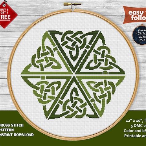 Celtic Cross Counted Cross Stitch Pattern Irish Embroidery Etsy