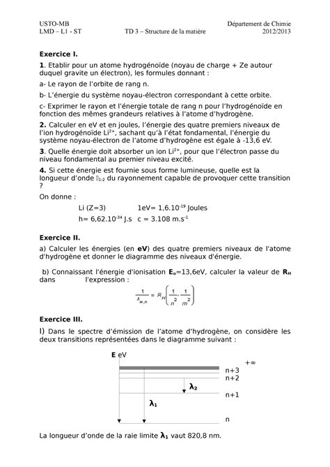 Td S L Td S L Lmd L St Td Structure De La Mati Re