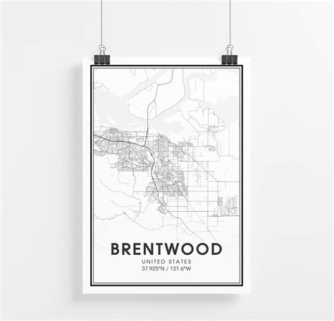 Brentwood Map Print City Map Wall Art Brentwood California Etsy