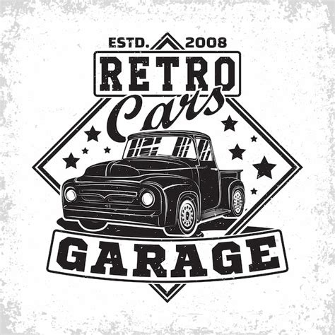 Premium Vector | Hot rod garage logo design, emblem of muscle car ...