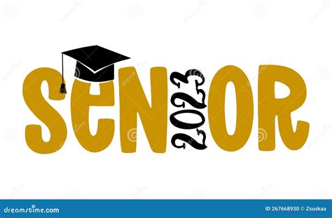 Senior Handwritten Text With Graduation Cap Vector Illustration